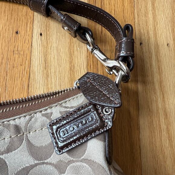 Coach Penelope Convertible Signature Sateen Brown Khaki Hobo Bag Purse F19232 - Picture 9 of 14